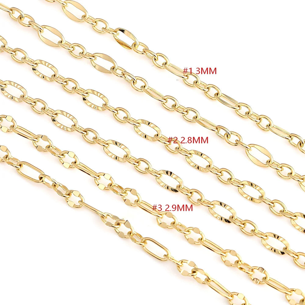 D655 New High Quality Stainless Steel Chain Unique Figaro Bulk Link Roll Chain with Gold Silver Plated Wholesale