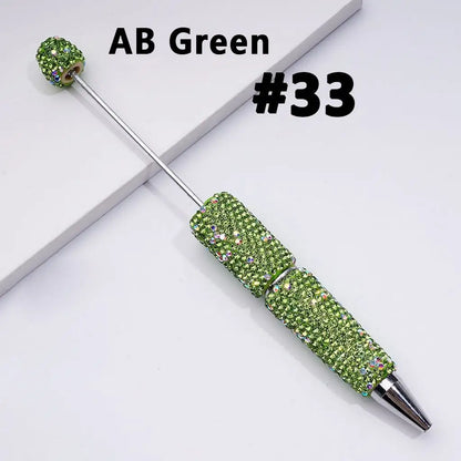 Full Rhinestone Beadable Clay Ballpoint Pens - DIY Beaded Plastic Pen for School Office Gift
