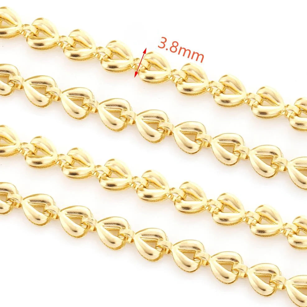 A3039 Hot Fashion Heart Chain 18k Gold Plated Stainless Steel Necklace Bracelet Making Jewelry Diy Findings