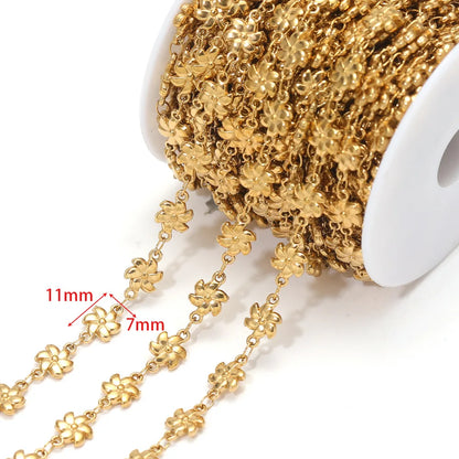 D866 New Gold Plated Stainless Steel Chain Flower Clover Leaf Shape Waterproof Chain for Necklace Bracelet Diy