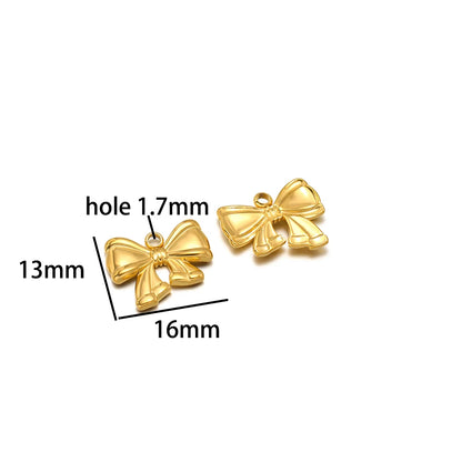 New Handmade DIY Jewelry Accessories 18k Gold Plated Stainless Steel Pearl Bowknot Charm Pendant for Women Jewelry Making