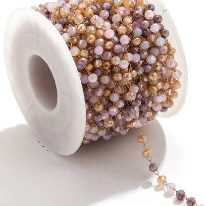 A1321 Fashion Handmade Stainless Steel Chain Beads Beaded Crystal Chain Colorful Chain for Necklace Bracelet Diy