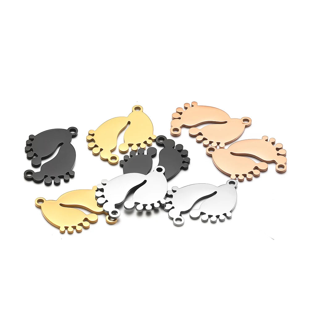 Hot Selling 18K Gold Plated Stainless Steel Footprint Pendant Fashion Charm for Handmade Daily Necklace Jewelry Making