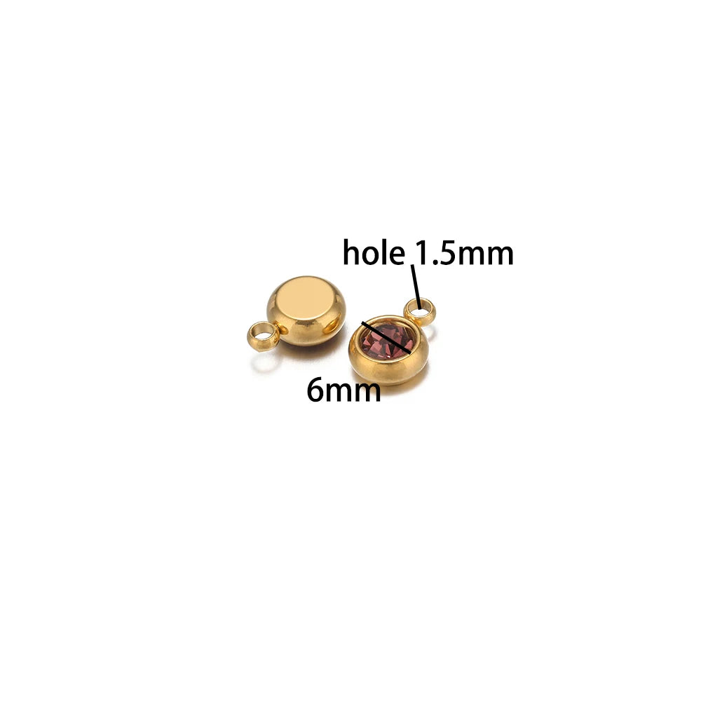 Hot Sale Colorful Pendant 304 Stainless Steel 18k Gold Plated 6mm Crystal Bead Charm Pendants for DIY Necklace Bracelet Making