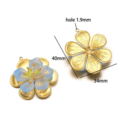 Handmade 18k Gold Plated Stainless Steel Crystal Geometric Flower Sun Charm Colorful Butterfly Pendant for Jewelry Making