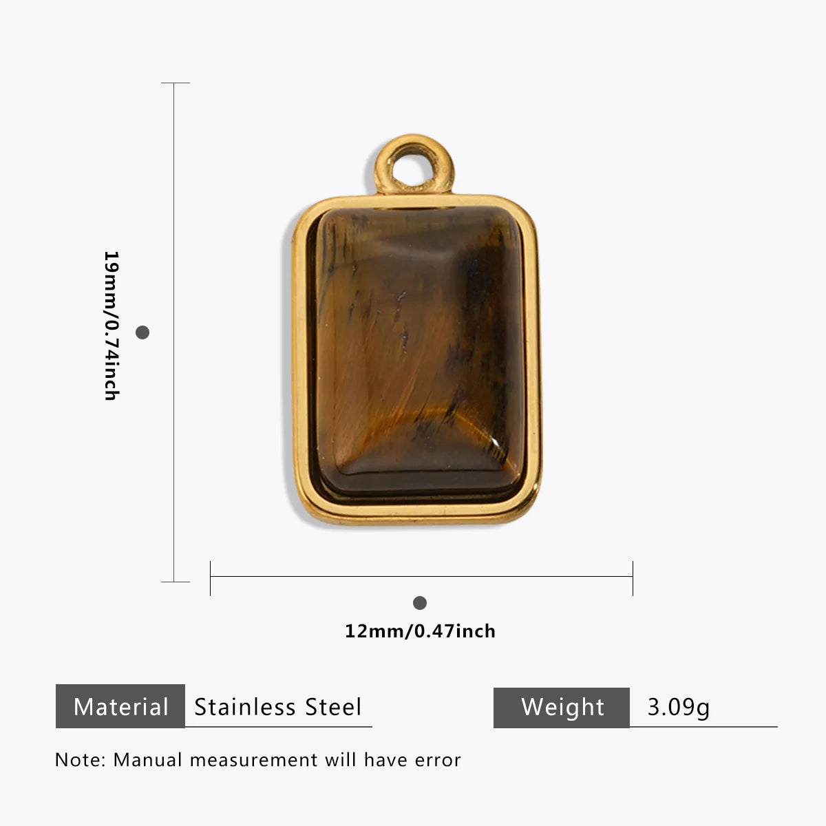 Vintage Handmade DIY Stainless Steel Gold Plated Tiger Eye Stone Charm Pendant for Necklace Jewelry Making