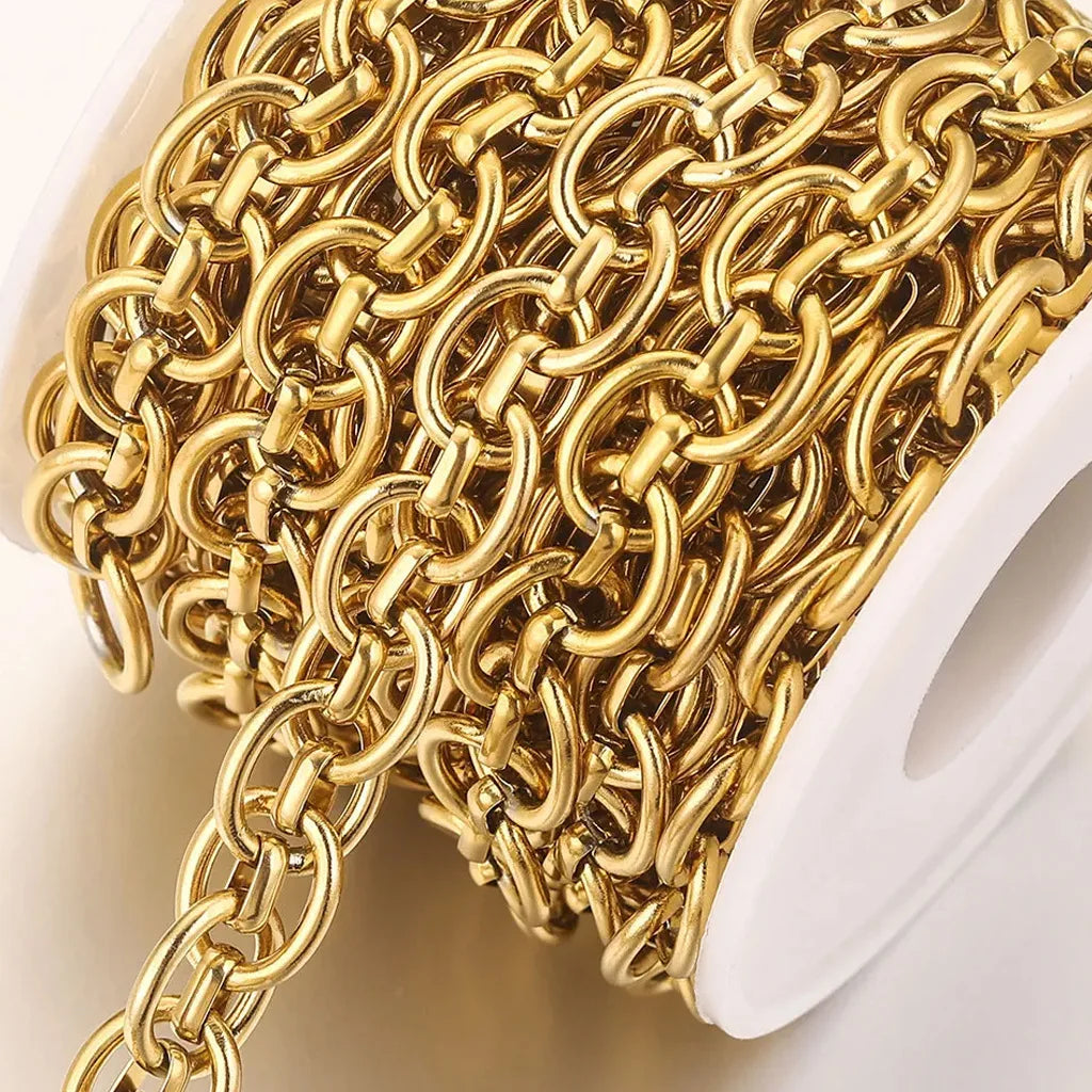 A2660 Hip Hop Non Tarnish Gold Silver Stainless Steel Chain Bulk Link O Chain for Necklace Bracelet Making