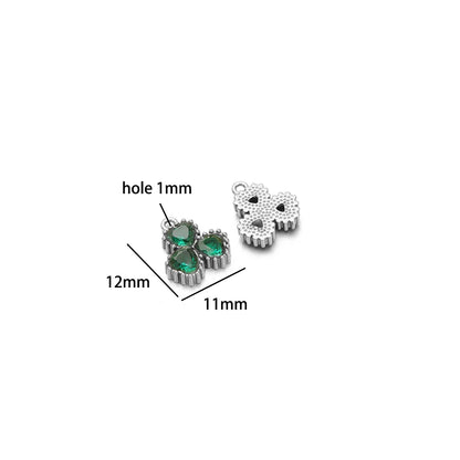 18k Gold Plated Stainless Steel Four Leaf Clover Triangular Droplet Oval Heart Zircon Charm Pendant for DIY Jewelry Making