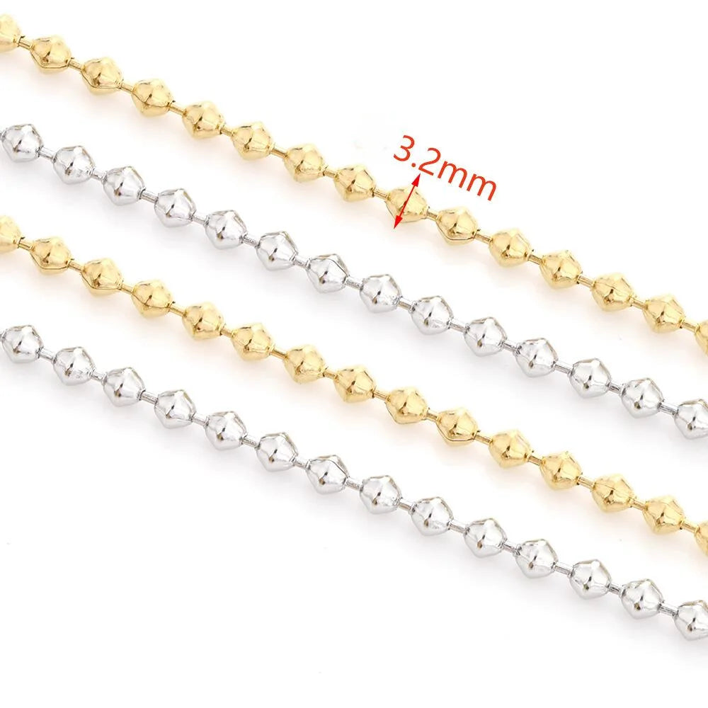 A2919 High Quality 18k Gold Plating Chain Bulk Stainless Steel Ball Bead Chain for Necklace Bracelet Making