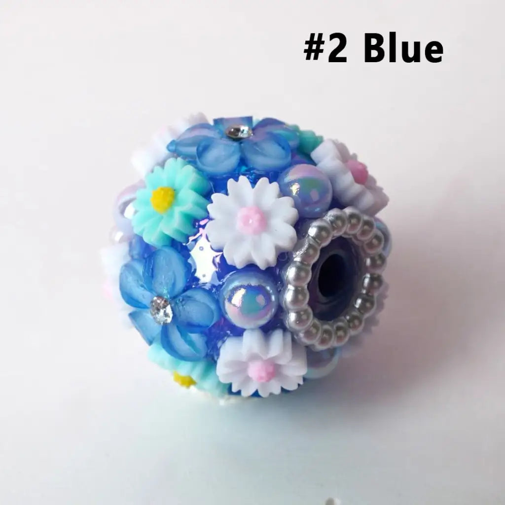 Mini Flower Design Colorful Pearls & Clear Rhinestones Round Acrylic Beads for Craft Jewelry Making