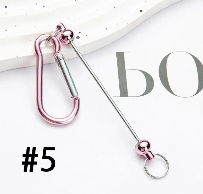 Bulk Beadable Bar Carabiner Keychain Snap Hook Removable Metal Key Ring for DIY Craft Keychain Making