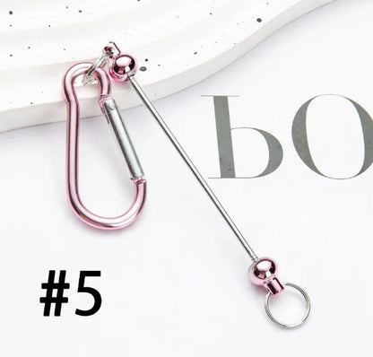 Bulk Beadable Bar Carabiner Keychain Snap Hook Removable Metal Key Ring for DIY Craft Keychain Making