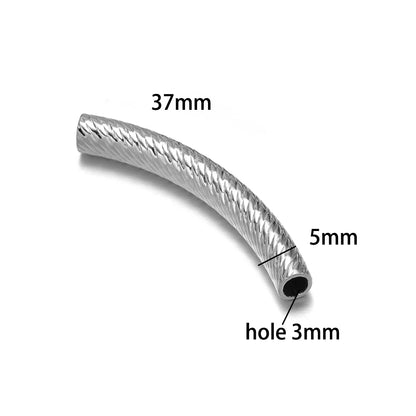 Gold Plated Stainless Steel Multi Patterns Embossed Curved Tube Bend Charm Pendant for DIY Jewelry Making Accessories