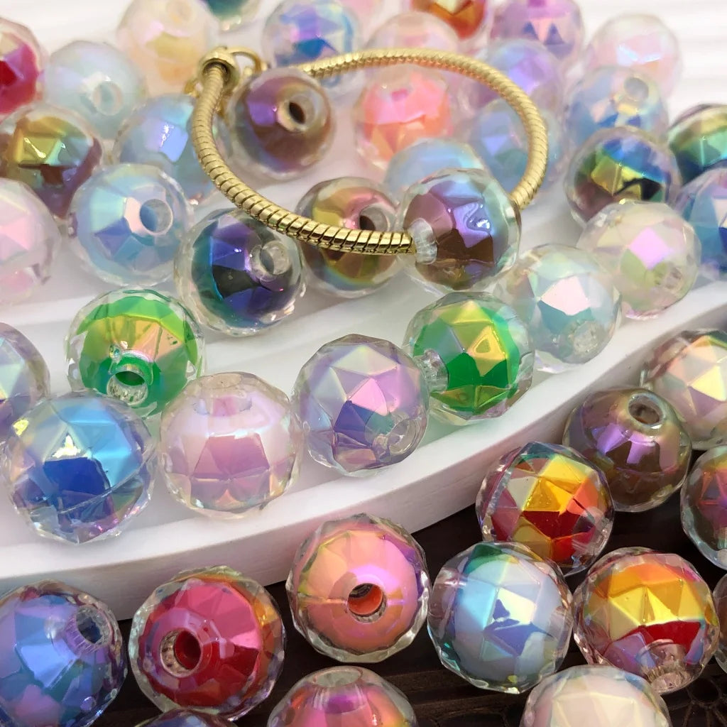 100pcs 16mm Rainbow Candy Globe Acrylic Bead Transparent Bead in Bead Round Loose Beads for DIY Jewelry Craft