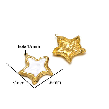 Vintage Style Stainless Steel 18k Gold Plated Enamel Star Round Charm Pendant for Jewelry Necklace Making Accessories