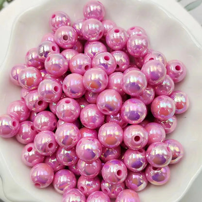Hot Sale 500G/bag Acrylic Beads AB Plating Plastic Round Loose Beads for Mobile Phone Chain Bracelet Jewelry Making