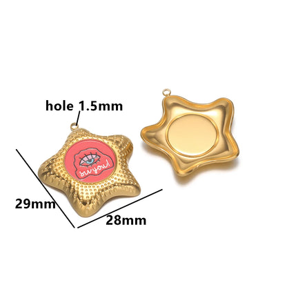 New Arrival Eye Charm 18k Gold Plated Stainless Steel  Enamel Star Pendant for DIY Handmade Necklace Earrings Jewelry Making