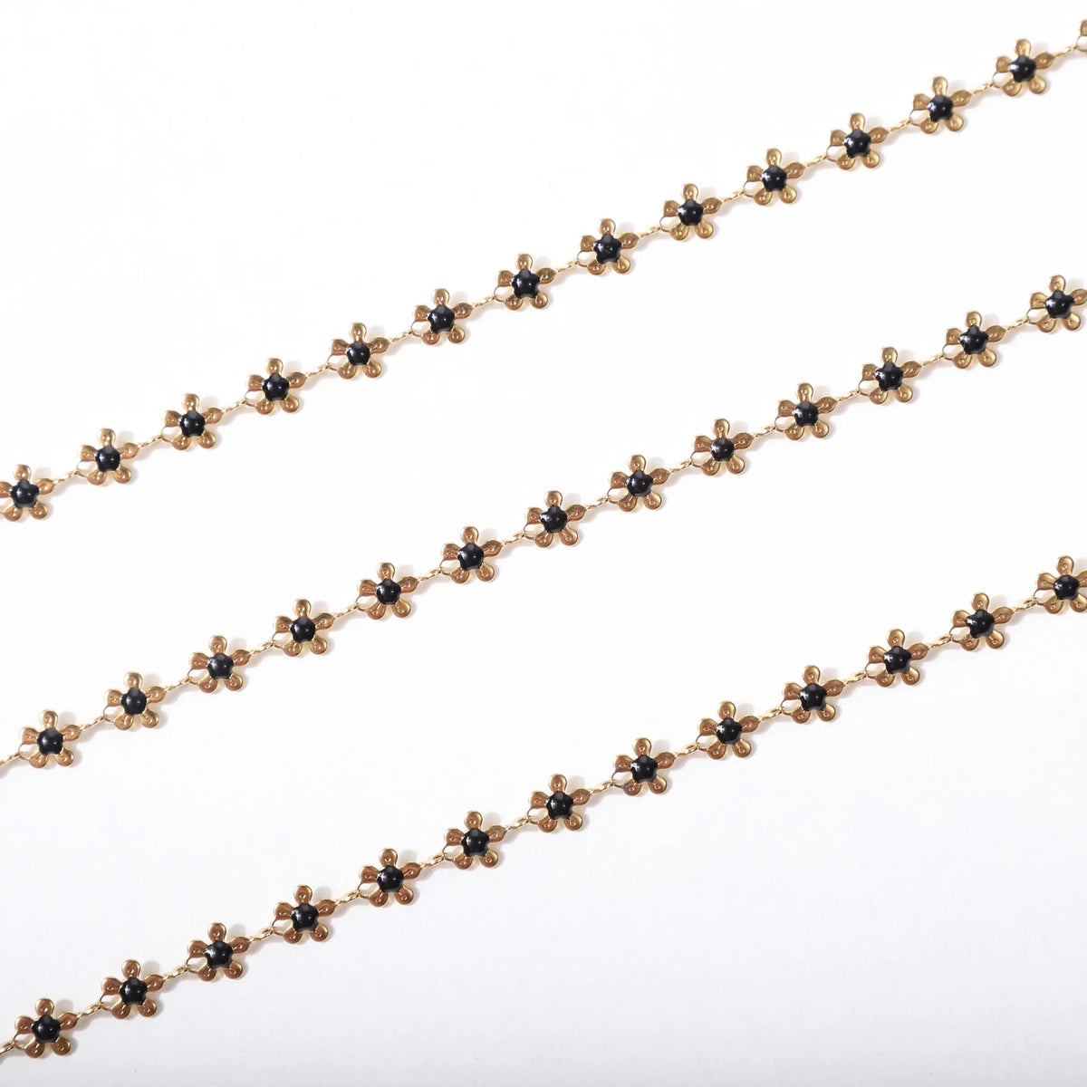 A1918 Colorful Unique Enamel Stainless Steel Chain Flower Rosary Chain for Necklace Bracelet Bulk Chain Diy Findings