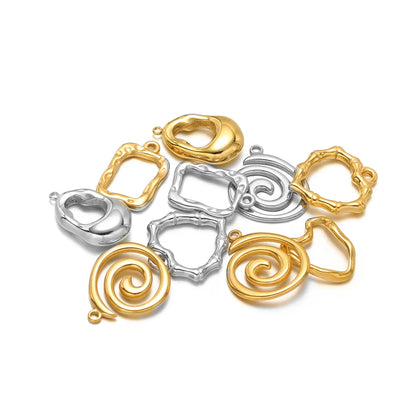 Hot Sale Fashion 18k Gold Plated Stainless Steel Creative Spiral Vortex Heart Square Handbag Charm Pendant for Jewelry Making