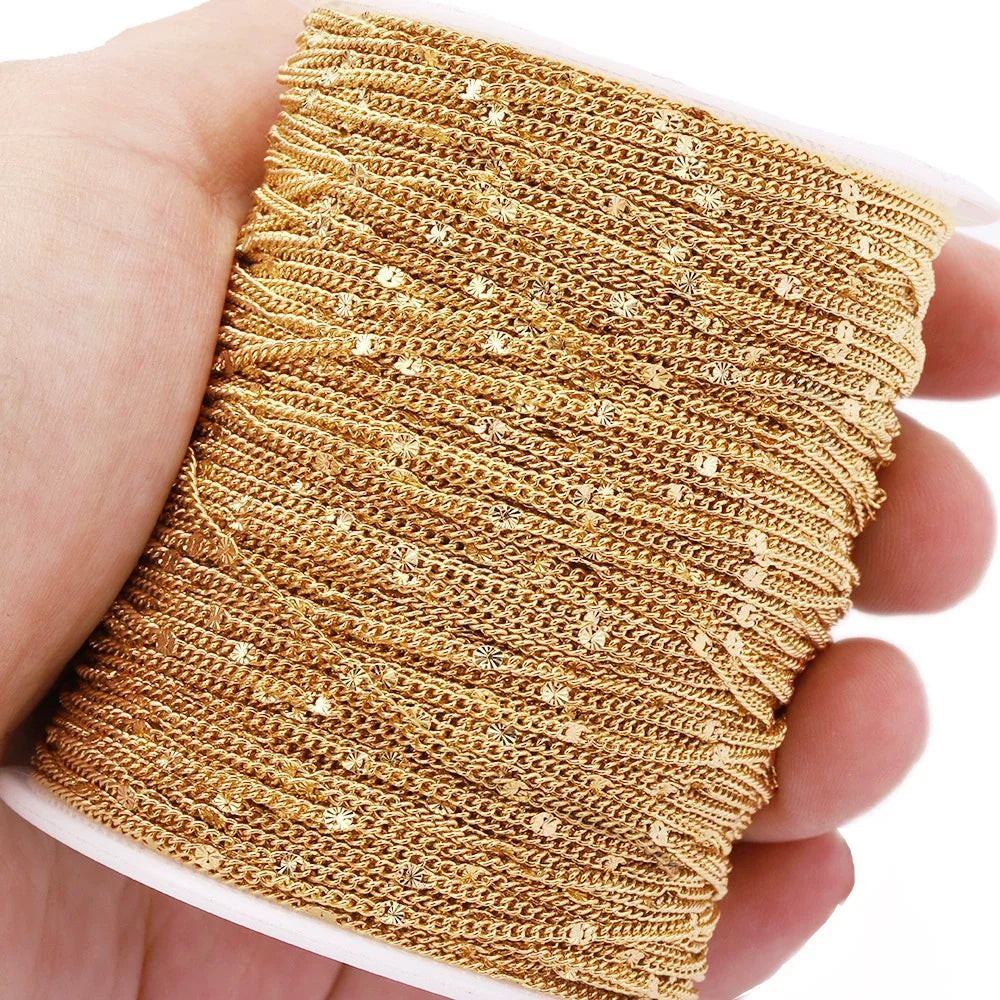 B355 Shiny Amazing Sequins Chain Small Stainless Steel Chain Wholesale Chain for Necklace Making