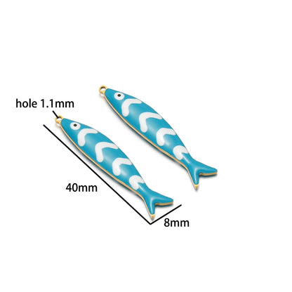 Wholesale Enamel Charms 18k Gold Plated Stainless Steel Enamel Starfish Fish Charm Pendant for DIY Necklace Jewelry Making