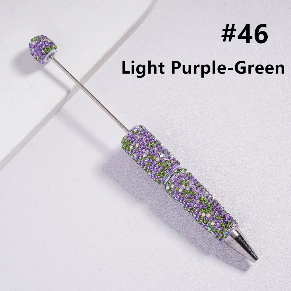 Full Rhinestone Beadable Clay Ballpoint Pens - DIY Beaded Plastic Pen for School Office Gift