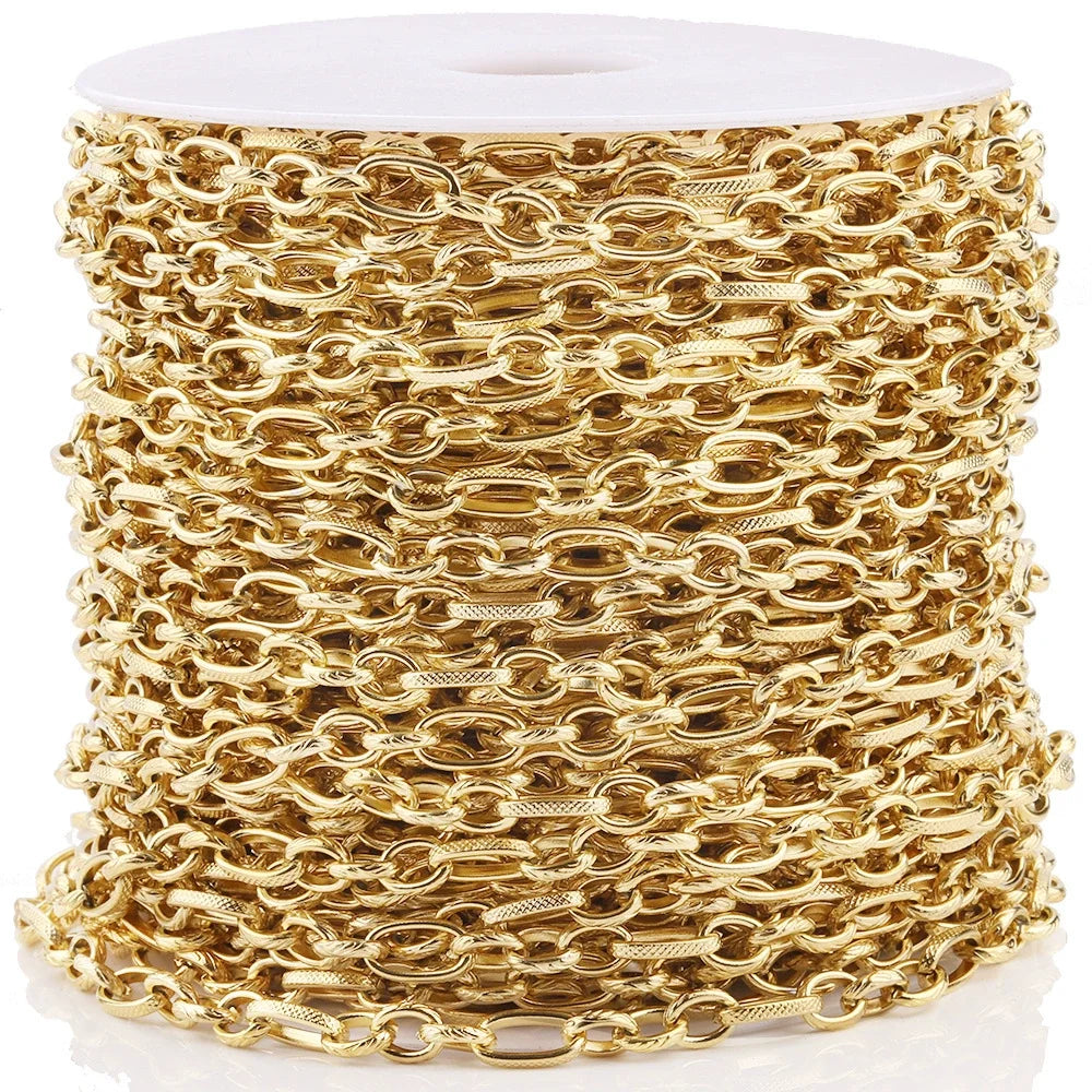 B335 6mm High Quality Gold Plating Stainless Steel Chain Jewelry Accessory Necklace Bracelet Chain Jewelry Findings Components