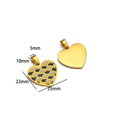 Women's Fashion Accessory Stainless Steel Gold Plated Enamel Eyes Heart Cross Charm Pendant for DIY Jewelry Making