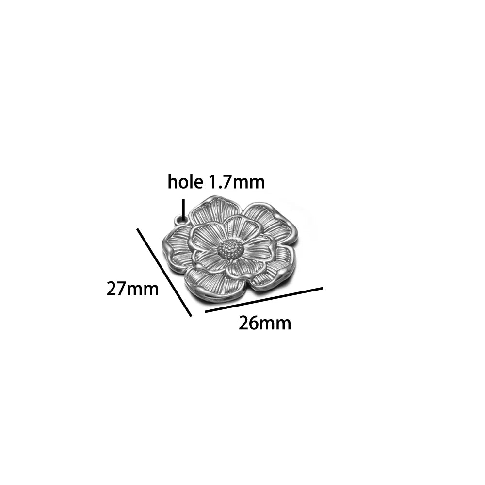 Vintage Stainless Steel18k Gold Plated Heart Flower Leaves Charms Pendant for DIY Jewelry Necklace Earring Making