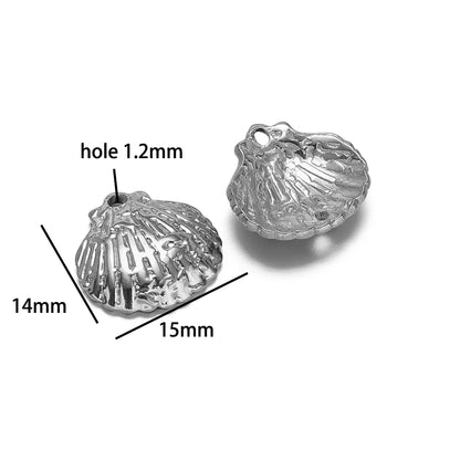 New Trend Stainless Steel Gold Plated Enamel Shell Heart Flower Bowknot Charm Pendant for Jewelry Making Wholesale