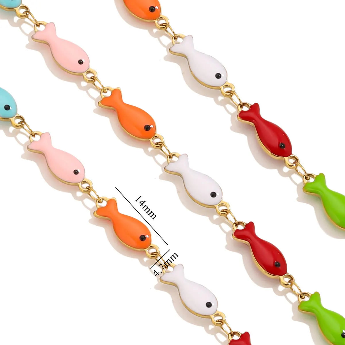 D829 Stainless Steel Ocean Series Enamel Roll Chains Starfish Octopus Fish Connector Chains DIY for Bracelet Necklace Making