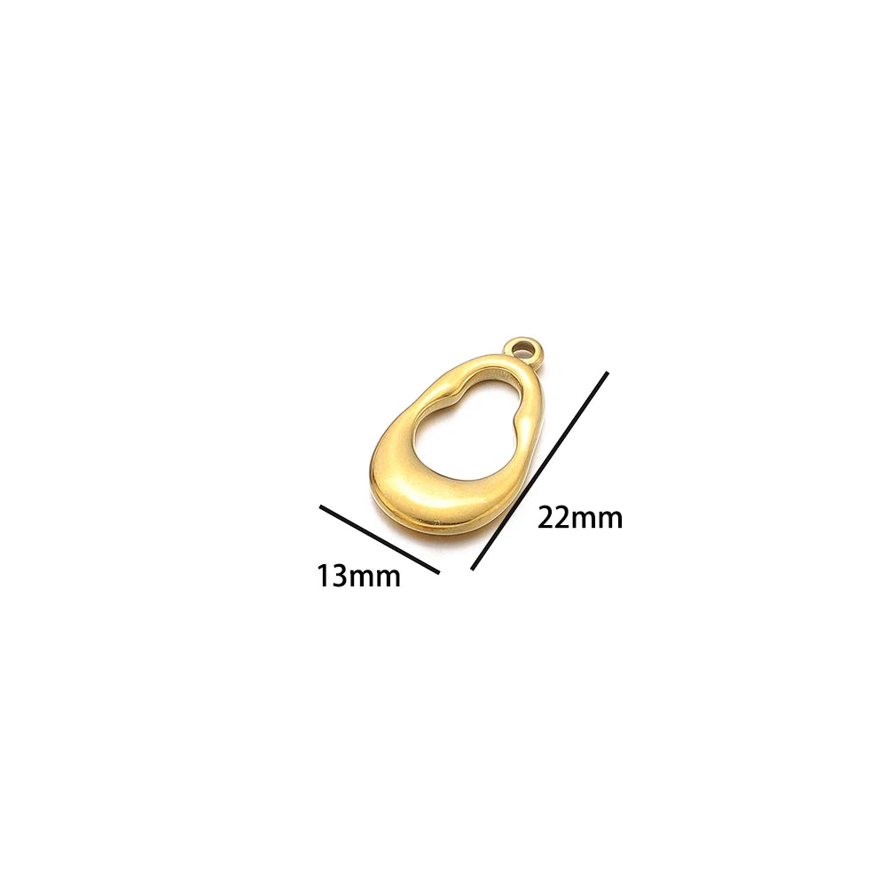 18k Gold Plated Stainless Steel Heart Round Square Hollow Charm Pendant for DIY  Women Jewelry Necklace Making Accessories