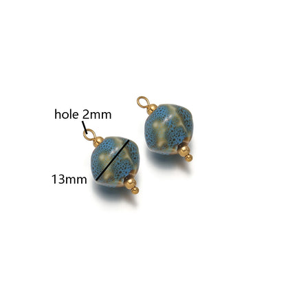 New Diy Necklace Pendant 18k Gold Plated Stainless Steel Ceramic Round Heart Star Oval Pendant for Handmade Jewelry Making