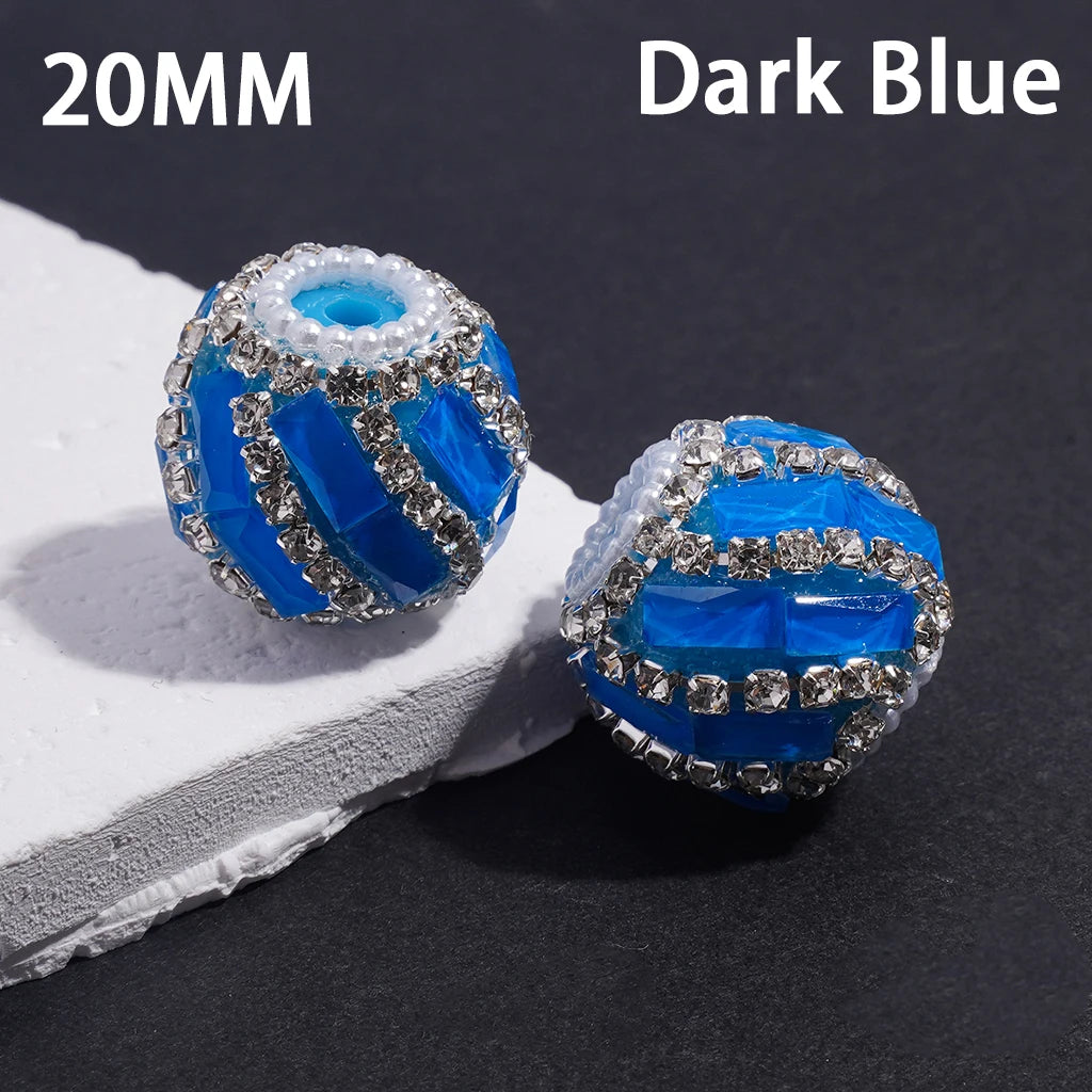 Fluorescent Spiral Rectangular Beads Inlaid Rhinestone and Pearl Chains Loose Craft Beads Wholesale
