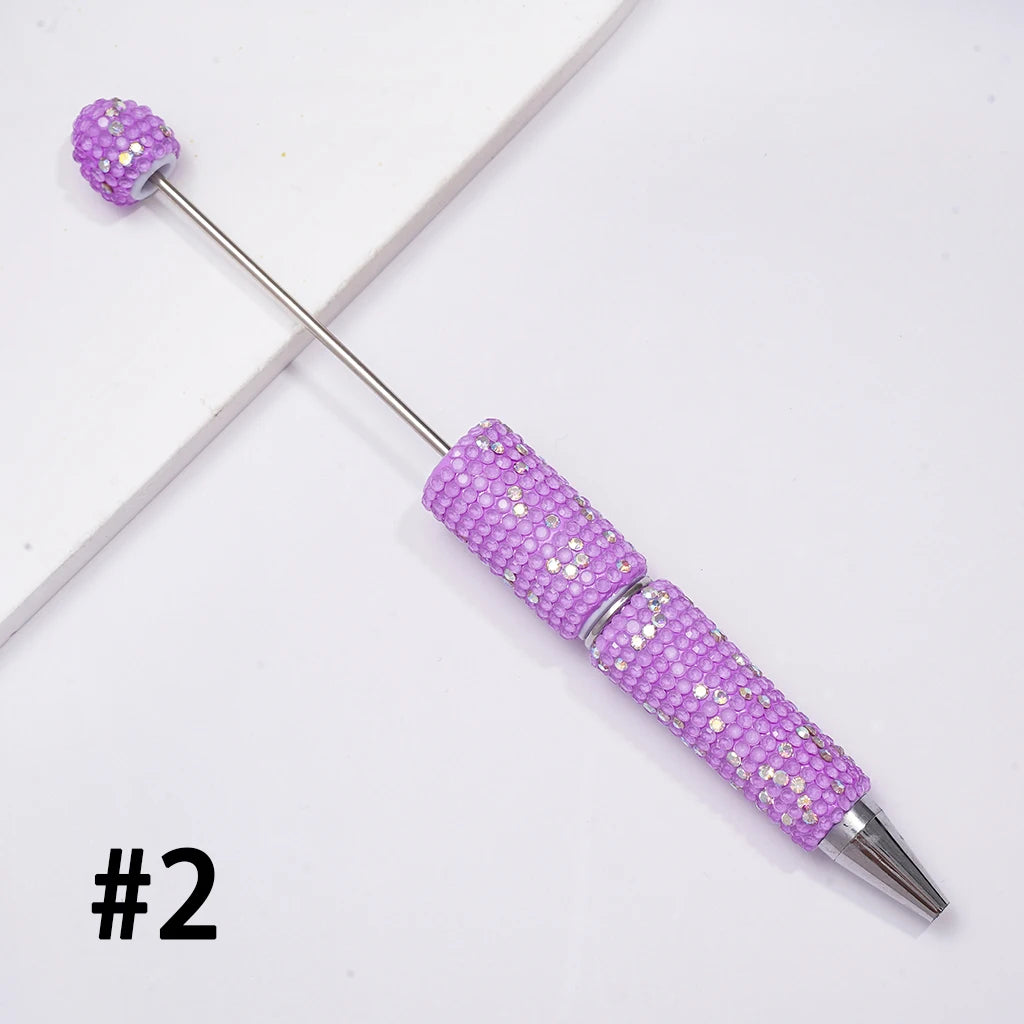 Neon Beadable Pens Multi Color With Full AB Rhinestones Cover Bulk for DIY Handmade Crafts Student Gift Wholesale