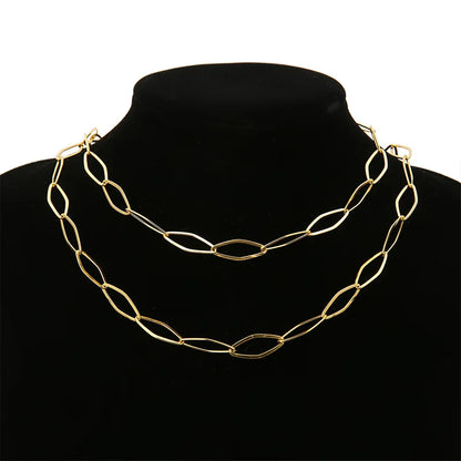 B3338 8mm flat chain hollow chain rings 18k gold filled stainless steel chain for necklace diy