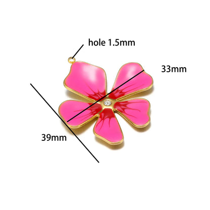 Wholesale Stainless Steel 18k Gold Plated Enamel Colored Flower Charms Pendant for DIY Women Necklace Making