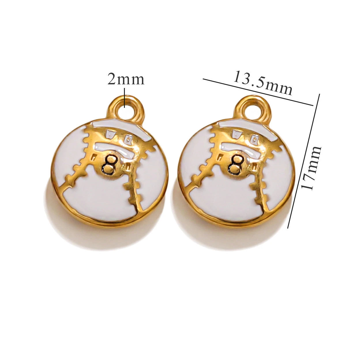 Stainless Steel 18K Gold Plated Colorful Sports Ball-Shaped Pendants DIY Bracelets Keychains Accessories Drip-Coating Parts