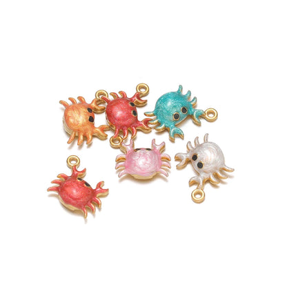 High Quality Jinrou 18K Gold Plated Stainless Steel Enamel Crab Shape Pendant Findings for Necklace and Earrings Jewelry Making