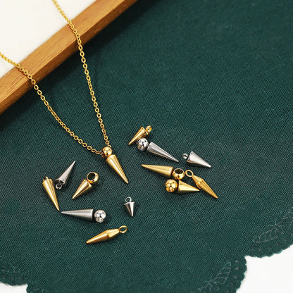 Gold Plated Stainless Steel Small Pointed Cone Weld 3.5mm Hole Charm for  Jewelry Necklace Making