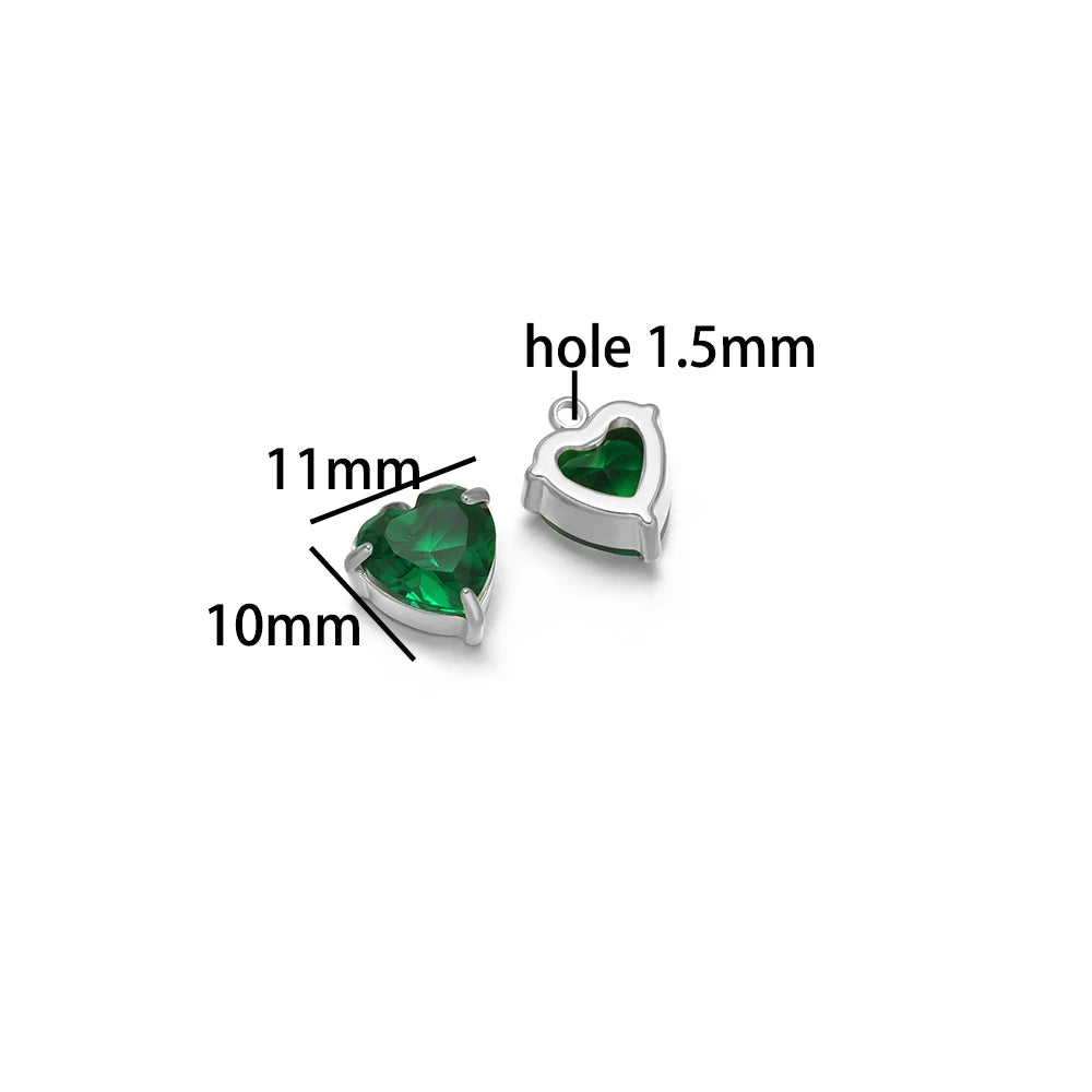 Fashion DIY Jewelry Findings 18k Gold Plated Stainless Steel  Heart  Zircon Charm Pendant for Jewelry Making Accessories
