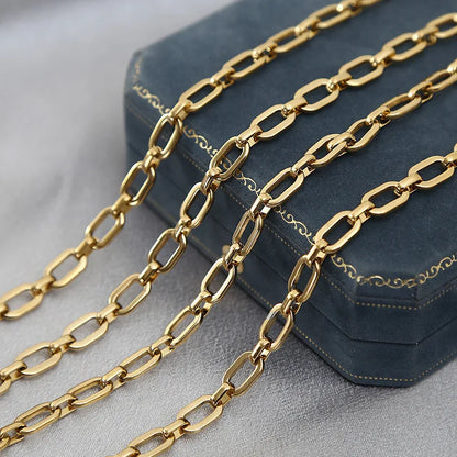 B4750 Paper Clip Chain 18k Gold Plated Stainless Steel Chain Waterproof Chain for Jewelry Diy