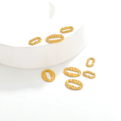 Wholesale Stainless Steel Gold Plated  Embossing Oval Slice Charms Pendants Necklace Connectors for Jewelry Necklace Making