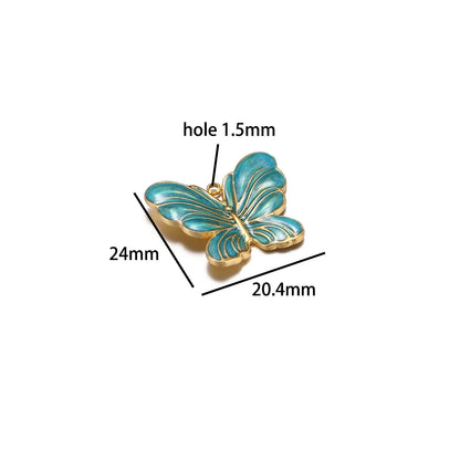 New Trendy Stainless Steel 18k Gold Plated Enamel Butterfly Leaves Flower Charm Pendants for Jewelry Necklace Making Accessories