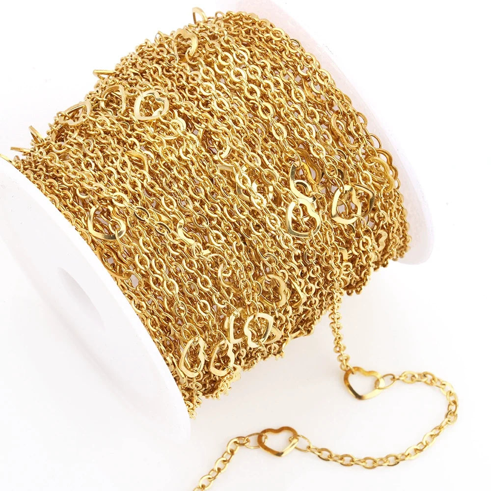 B336 18k Gold Plating Stainless Steel Necklace Bracelet Chain Jewelry Star Moon Heart Chain Jewelry Findings Components