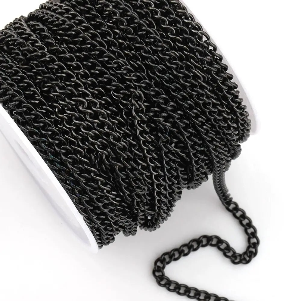 B971 Cuban Chain Stainless Steel Black Chain Plating Twist Chain Color Retention Figaro Jewelry Diy
