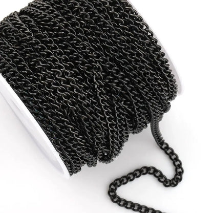 B971 Cuban Chain Stainless Steel Black Chain Plating Twist Chain Color Retention Figaro Jewelry Diy