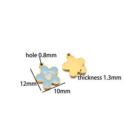 TIK TOK Hotsale 18k Gold Plated Stainless Steel Enamel Flower Fish Bowknot Heart Dragonfly Charm Pendant for DIY Jewelry Making