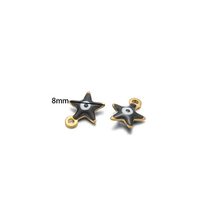 20pcs/bag  Stainless Steel 18K Gold Plated Colorful Enamel Round Star Charms Pendant for Jewelry Findings & Components