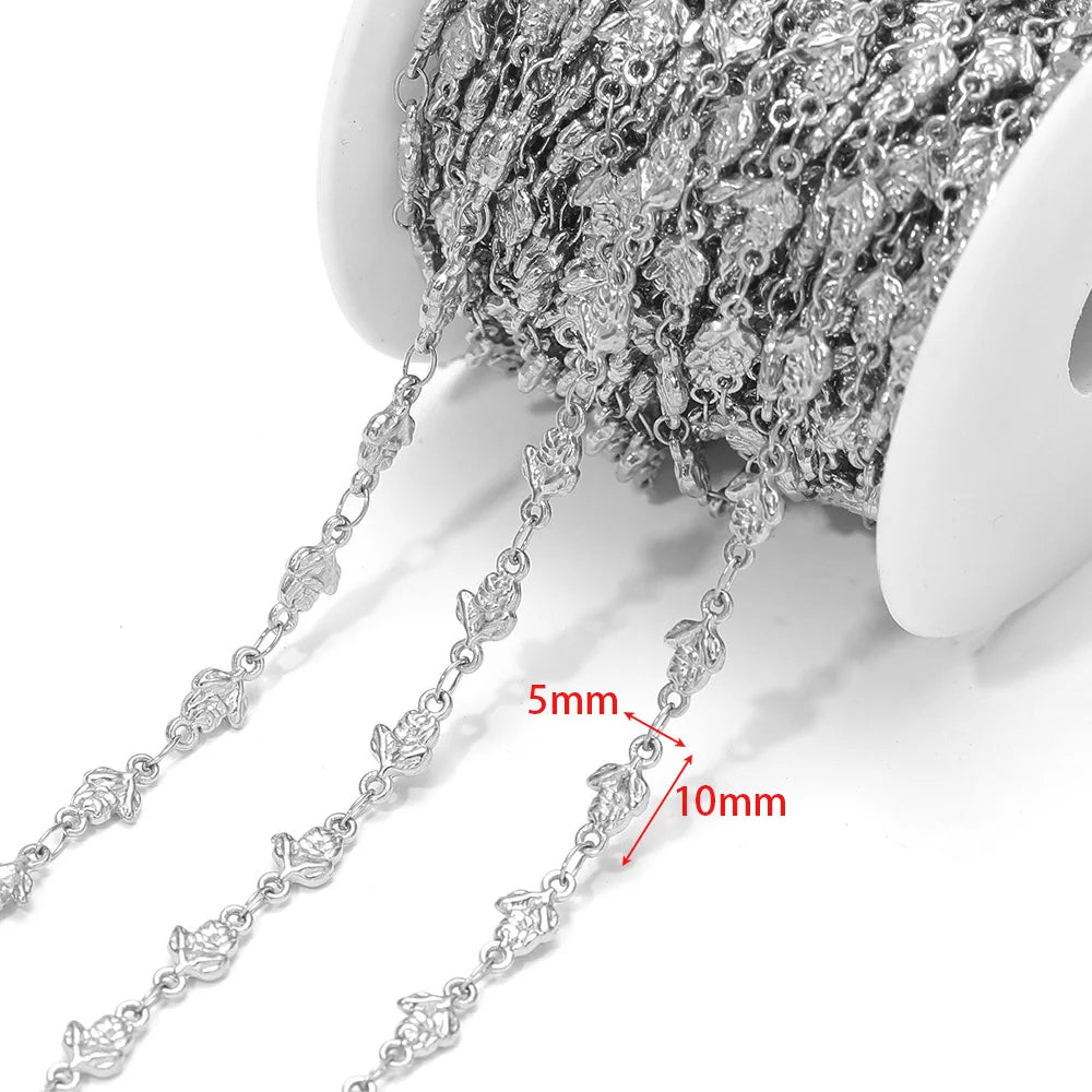D866 New Gold Plated Stainless Steel Chain Flower Clover Leaf Shape Waterproof Chain for Necklace Bracelet Diy